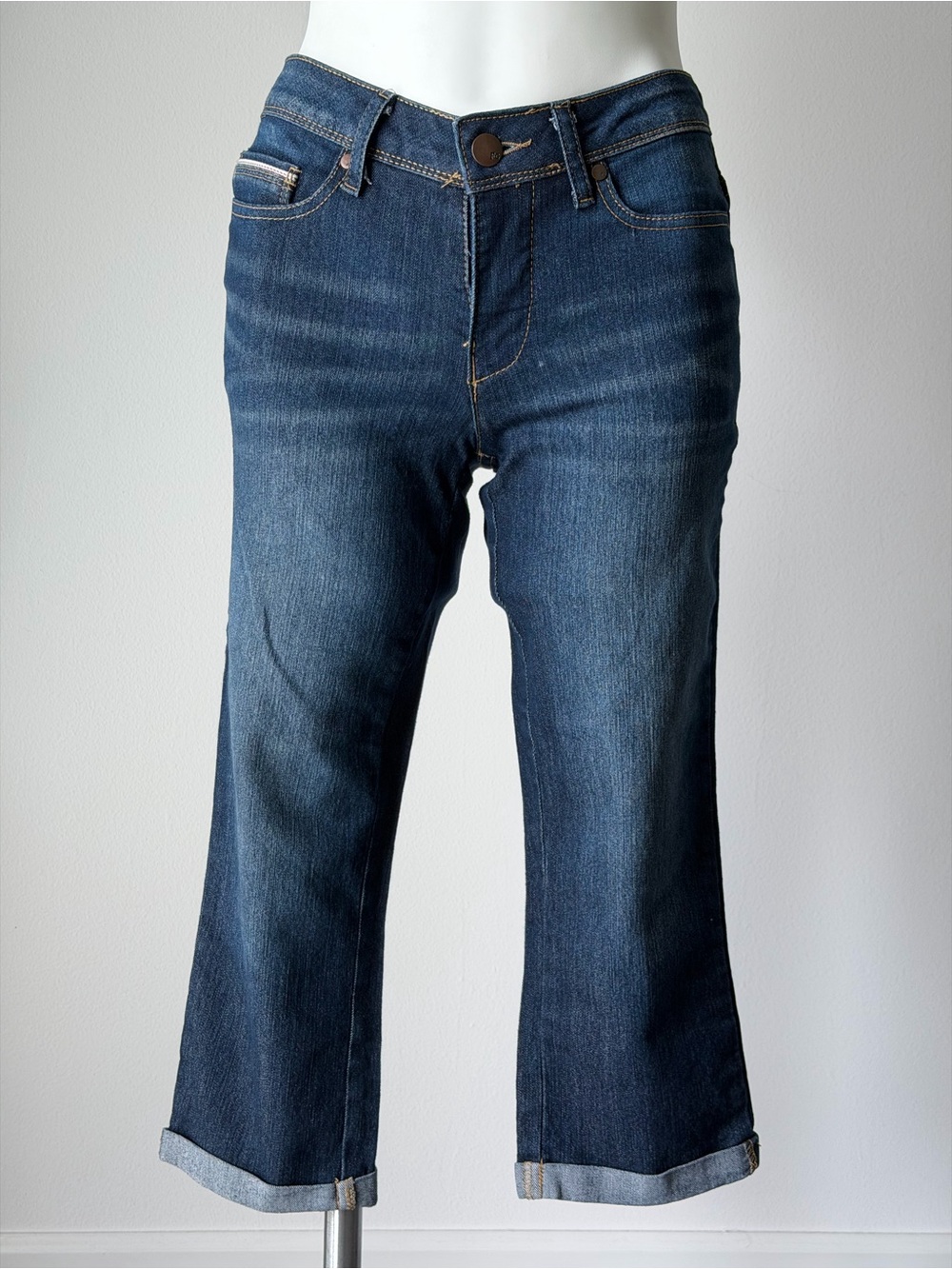 Faded Glory Dark Blue Cuffed Capri Jeans